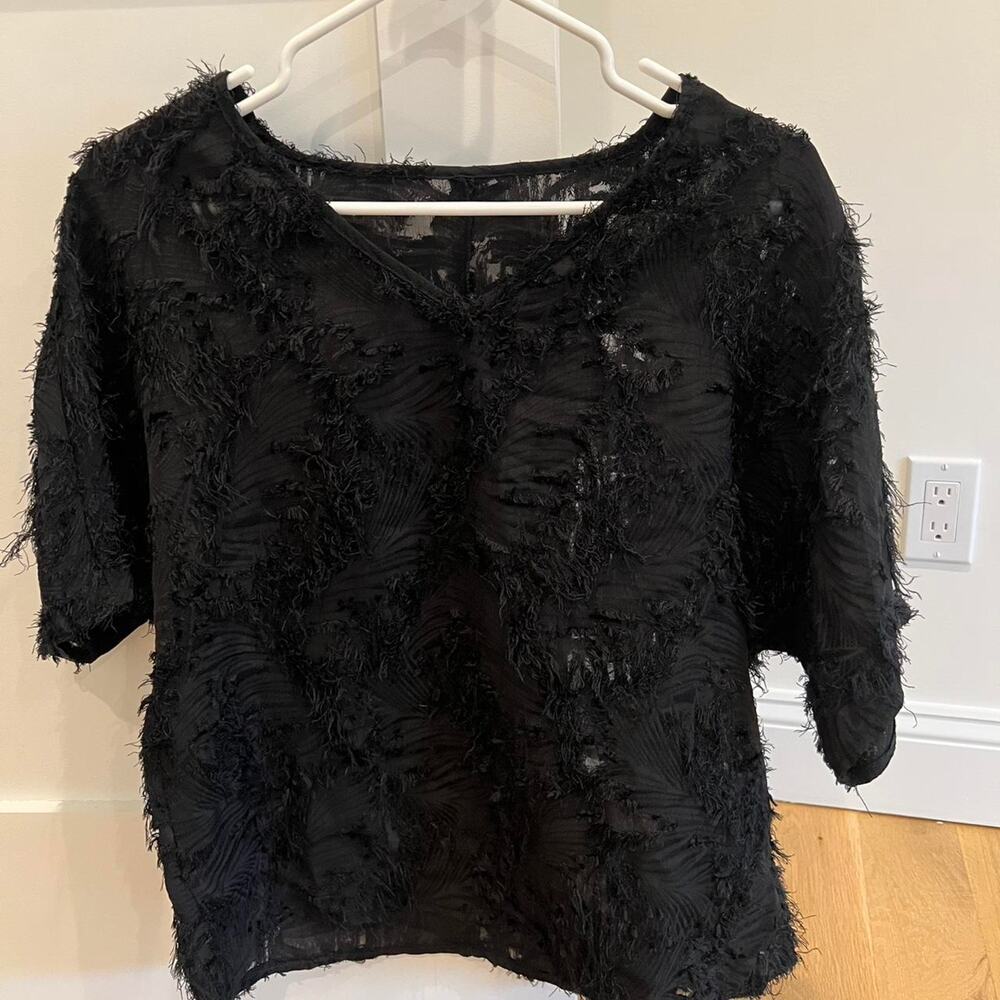 Edgy shein textured fringe top